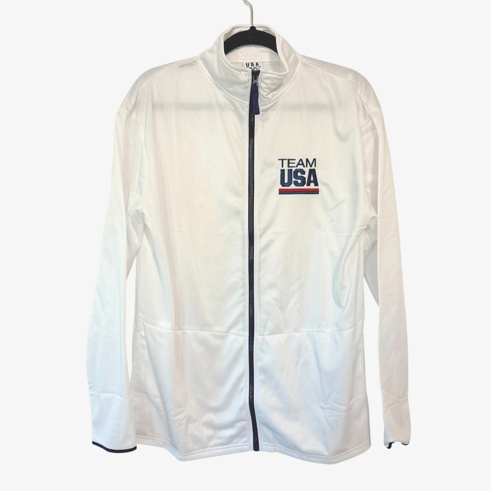 Team USA Olympics Full Zip Jacket Men's Size L White Long Sleeve Never Worn